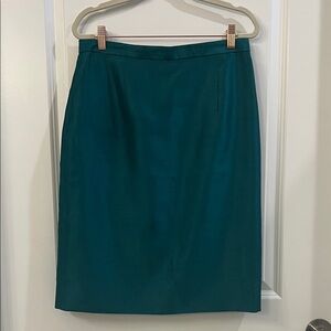 Vintage Givenchy Teal Dupion silk Pencil Skirt